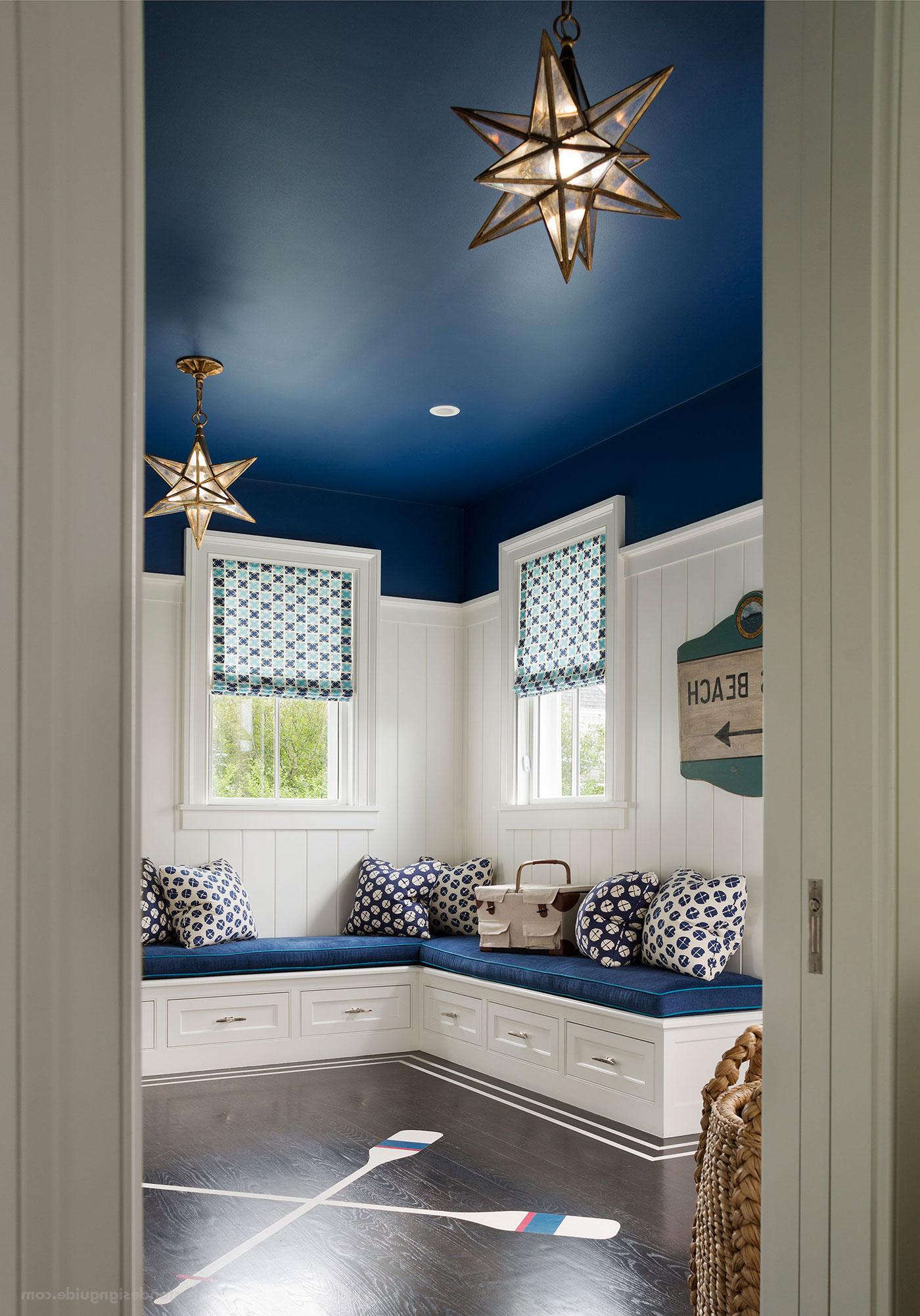 Nautical blue and white entryway designed by SLC Interiors