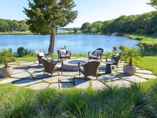 Waterside Fire Pit Terrace by Boston Area Landscape Contractor Schumacher Companies